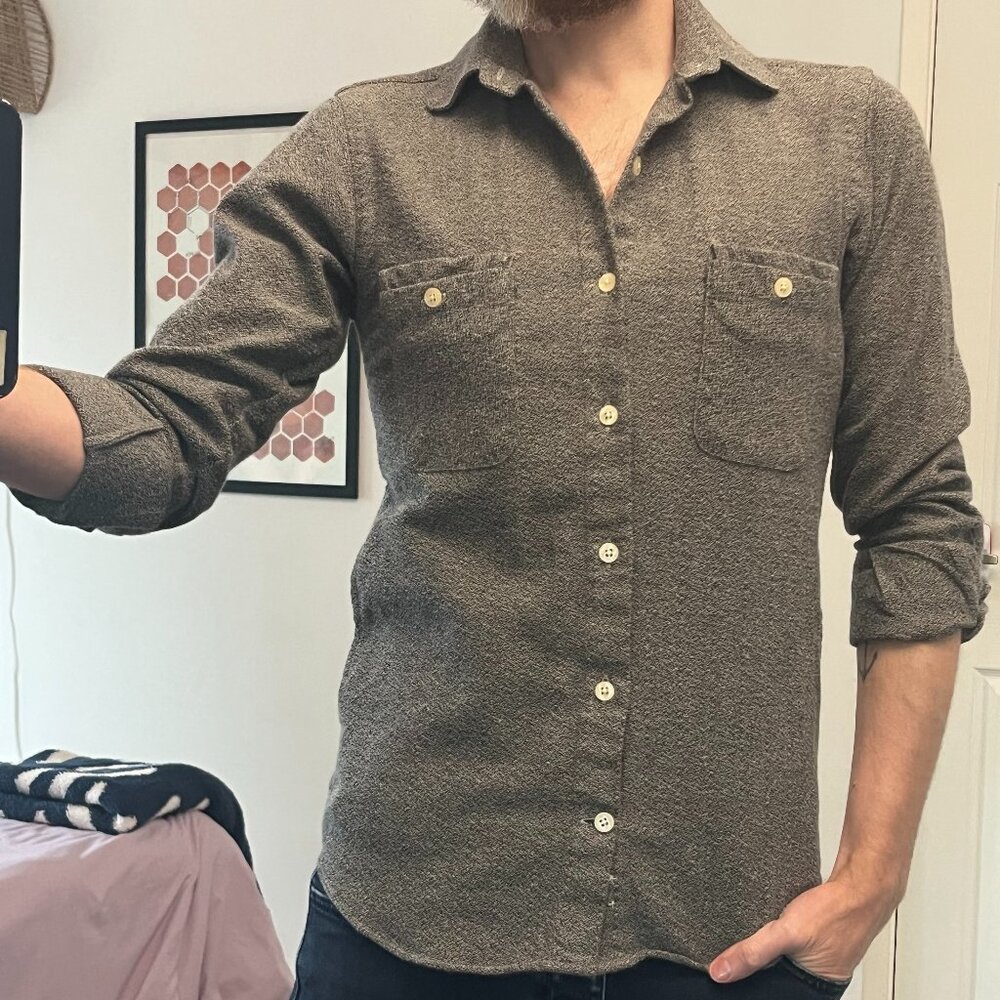 *Canadian Made* ~ Eighteen Waits ~ Long Sleeve Pocket Shirt Soft Grey *Vintage*